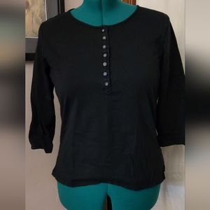 Kim Rogers XL 3/4 Sleeve Pullover Top w/ Partial Button Down Front